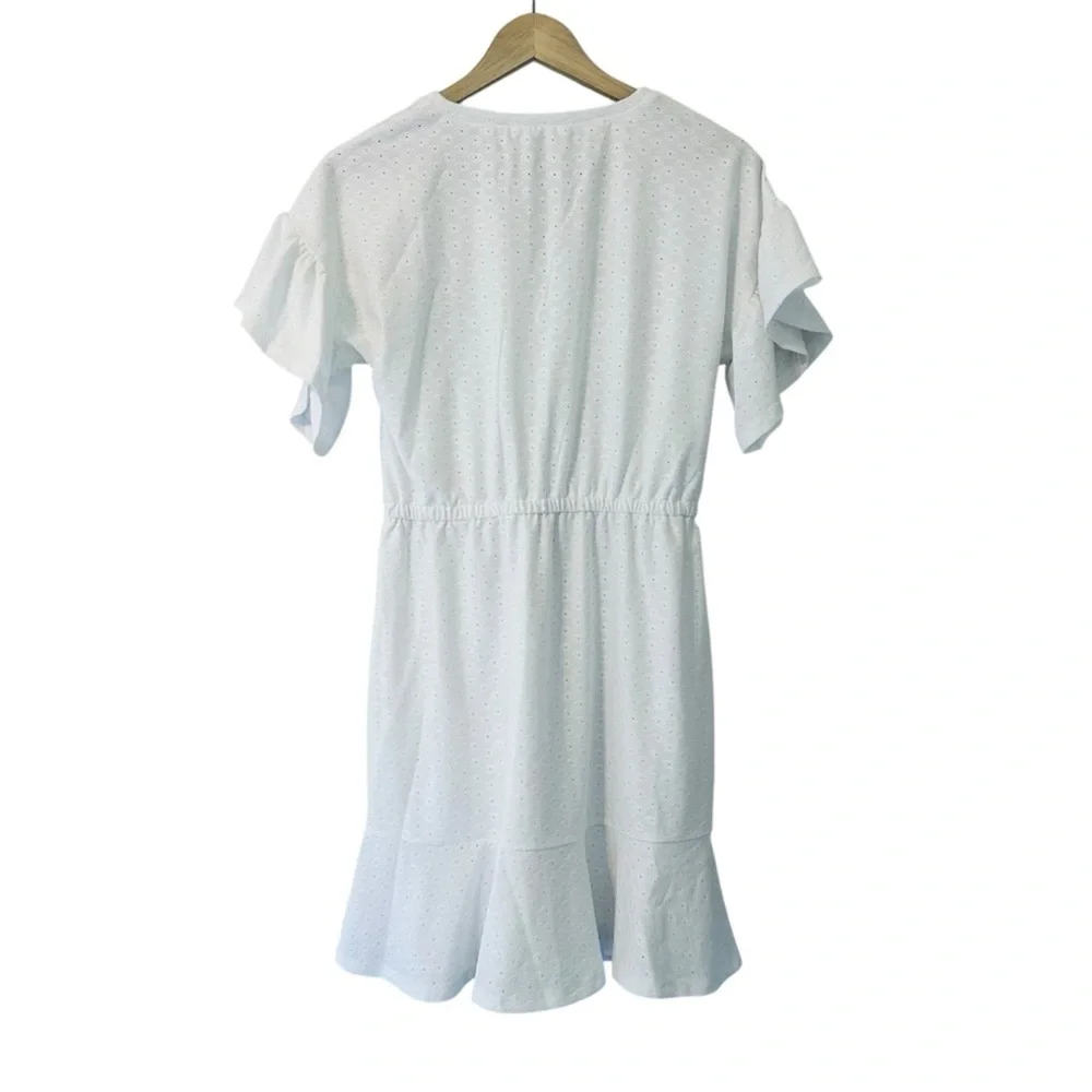 Michael Kors Women's Small Eyelet White Soft Flowy Preppy Beachy Vacation Dress